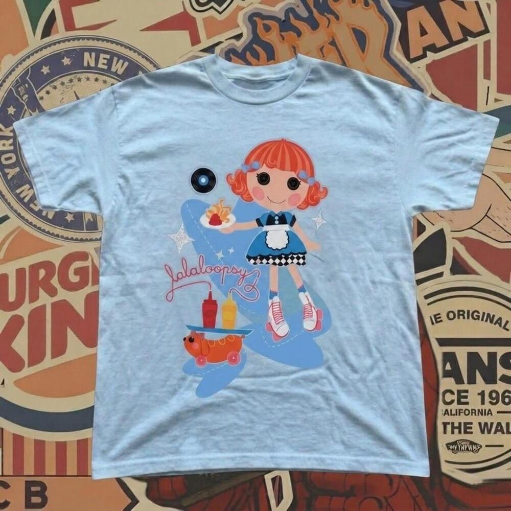 Lalaloopsy Graphic Tee With Cartoon Girl Holding A Tray With Food And Drinks